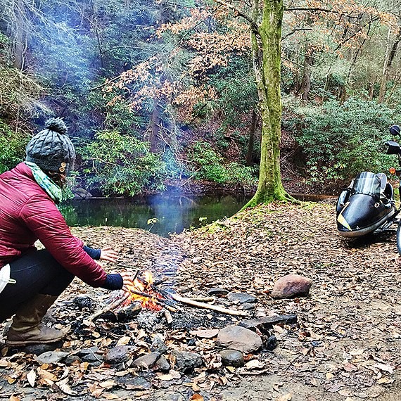 Camping outdoors with hook and loop fasteners