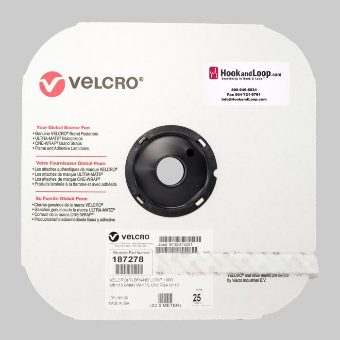 5/8" - Velcro® brand Pressure Sensitive Adhesive Loop: Rubber - White 187278