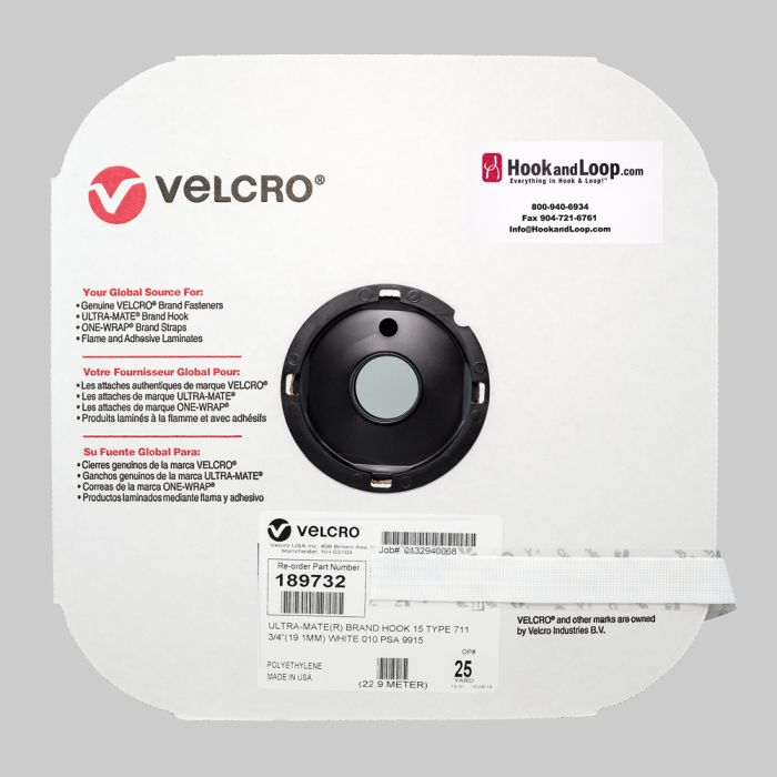3/4" - Velcro® brand Ultra-Mate® Hook 711 Pressure Sensitive Adhesive HTH: Rubber - White 189732