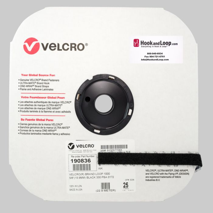 5/8" - Velcro® brand Pressure Sensitive Adhesive Loop: Acrylic - Black 190836