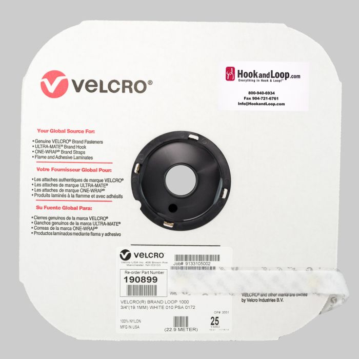 3/4" - Velcro® brand Pressure Sensitive Adhesive Loop: Acrylic - White 190899