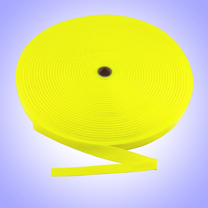 1" - DuraGrip brand Heavyweight Polypropylene Webbing - Neon Yellow DG10NYWEBB-HW