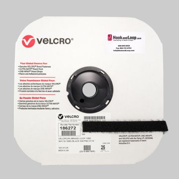 3/4" - Velcro® brand Pressure Sensitive Adhesive Loop: Rubber - Black 186272