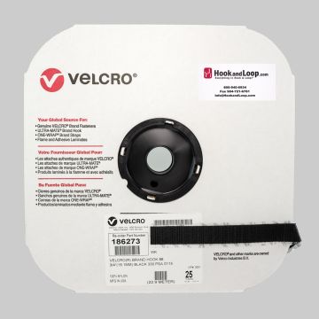 3/4" - Velcro® brand Pressure Sensitive Adhesive Hook: Rubber - Black 186273