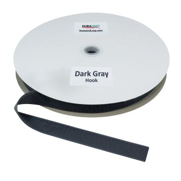 DuraGrip® Brand - 1" Dark Gray Hook Peel & Stick - Rubber