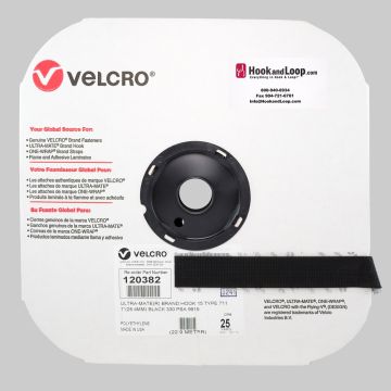 VELCRO® Brand - 1" Black ULTRA-MATE® Hook 705 Pressure Sensitive Adhesive - Rubber