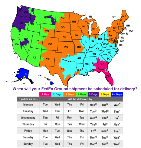 FedEx Ground Shipping Transit Map