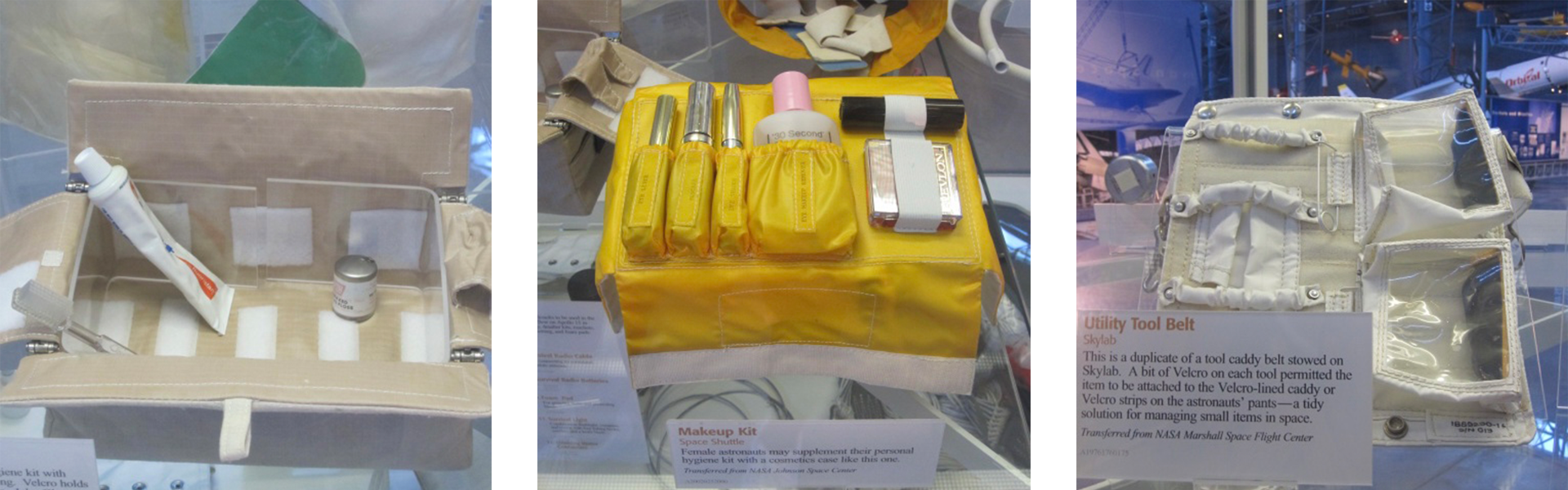 NASA hygiene kit, makeup kit, and tool belt