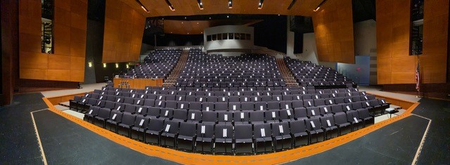 social distancing straps in a theater