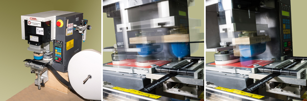 An industrial logo imprinting machine.